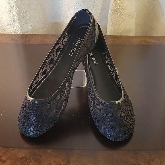 BRAND NEW  TOUTOU ELENA BLACK BALLET FLATS LACE  WOMEN"S SHOES - Picture 11 of 15